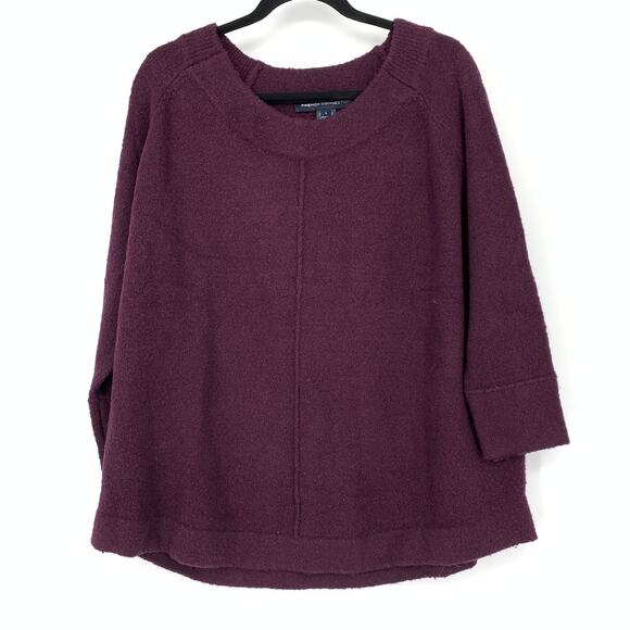 French Connection Oversized Sweater Seamed Front Womens Size L Purple Burgundy - Picture 1 of 6